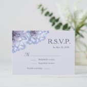 Dahlia花薄紫ブルーピンクフローラ結婚式RSVP 招待状 (スタンド正面)