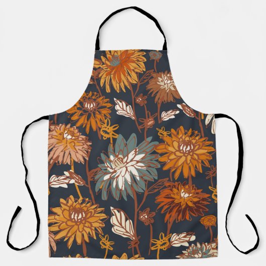Dahlia and chrysanthemums bold seamless pattern, a エプロン (正面)