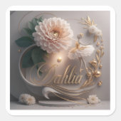 Dahlia Ballet Bloom Floral Art Design スクエアシール (正面)