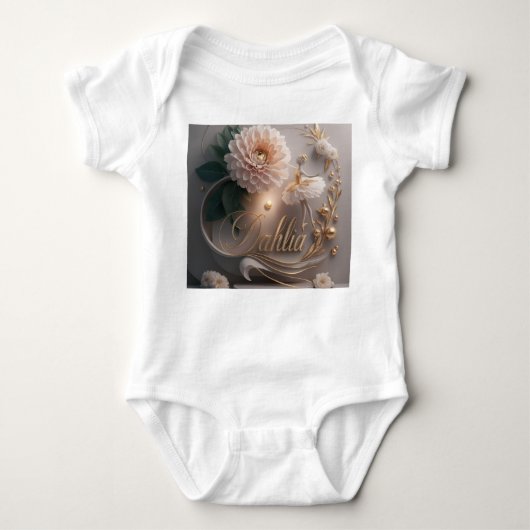  Dahlia Ballet Bloom Floral Art Design ベビーボディスーツ (正面)