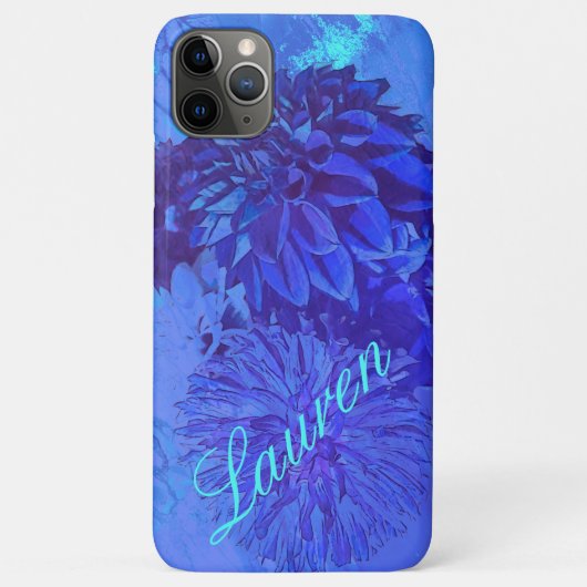 Dahlia Delight in Beautiful Blues Phone Case Case-Mate iPhoneケース (裏面)