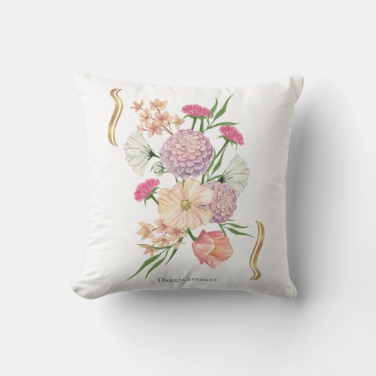 Dahlia Floral Design – Elegant クッション (正面)