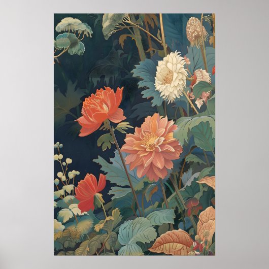 Dahlia Floral Print Botanical Garden Wall Art 10 ポスター (正面)