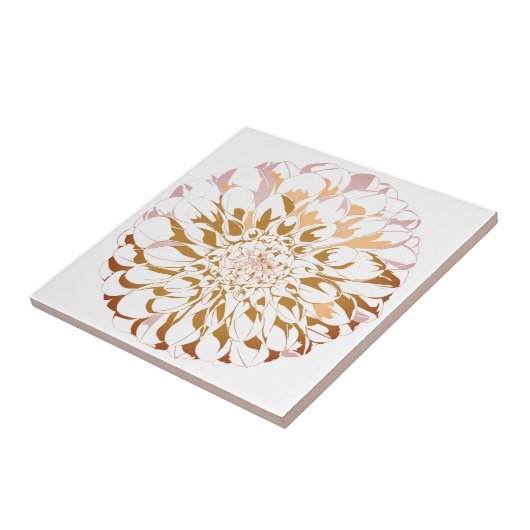 Dahlia flower ceramic accent tile - sepia tones タイル (側面)