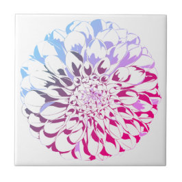Dahlia flower ceramic tile - bright pink tones タイル