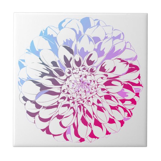 Dahlia flower ceramic tile - bright pink tones タイル (正面)