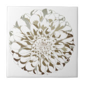 Dahlia flower ceramic tile - brown tones タイル (正面)