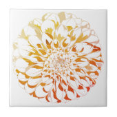 Dahlia flower ceramic tile - rusty tones タイル (正面)
