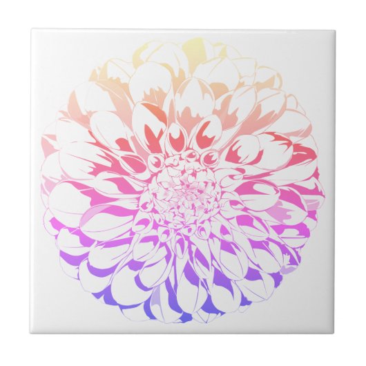 Dahlia flower ceramic tile - violet tones タイル (正面)