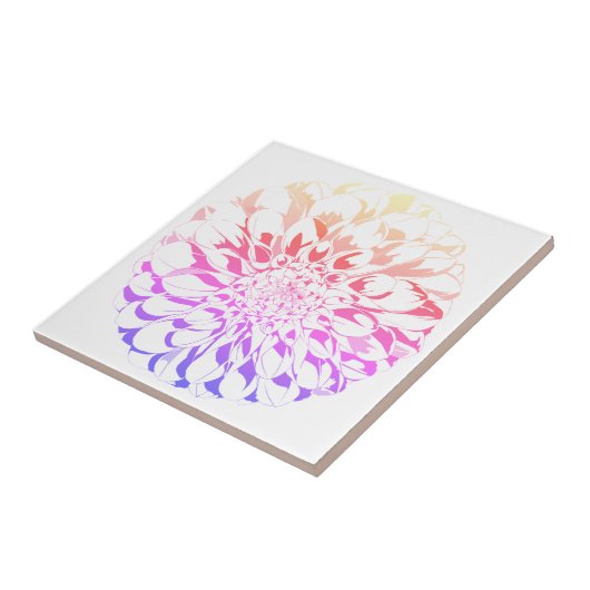 Dahlia flower ceramic tile - violet tones タイル (側面)
