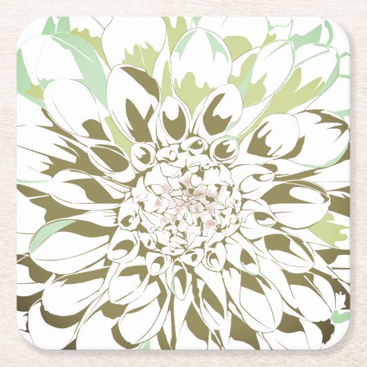 Dahlia flower paper coaster set スクエアペーパーコースター (正面)