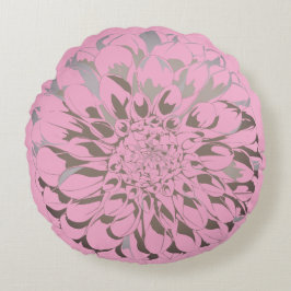Dahlia flower pastel pink pillow  ラウンドクッション