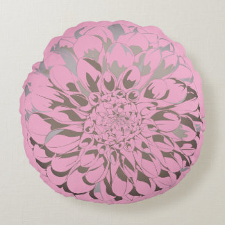 Dahlia flower pastel pink pillow  ラウンドクッション
