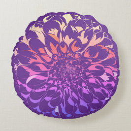 Dahlia flower violet pillow  ラウンドクッション