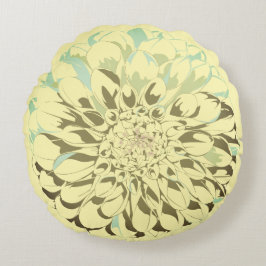 Dahlia flower yellow pillow  ラウンドクッション