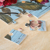 Dahlia Garden Mix on Blue Wood ジグソーパズル (側面)