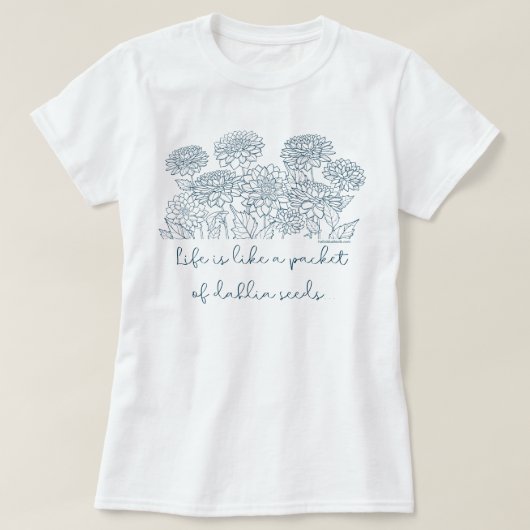 Dahlia Seeds Tシャツ – ダリア愛好家への贈り物 (デザイン正面)