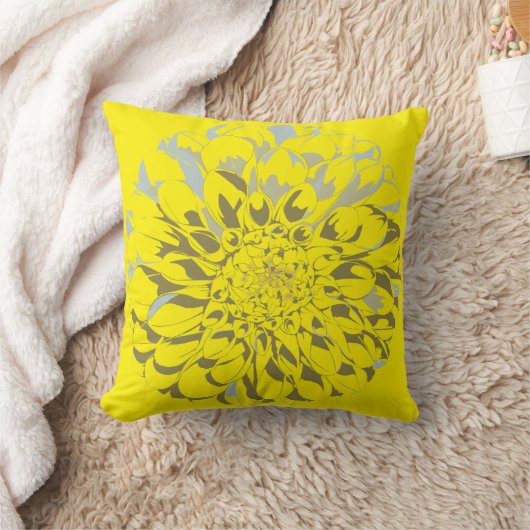 Dahlia Yellow Throw Pillow クッション (ブランケット)