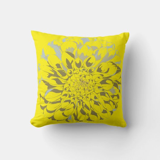 Dahlia Yellow Throw Pillow クッション (正面)