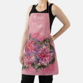 Dahlias flowers pink watercolor エプロン (インサイチュ)