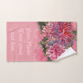 Dahlias flowers pink watercolor ハンドタオル (ハンドタオル)