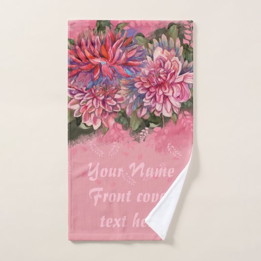 Dahlias flowers pink watercolor ハンドタオル (ハンドタオル)