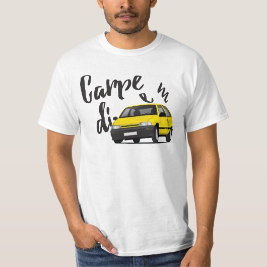 Daihatsu Charade GTtiでCarpe Diem Tシャツ (正面)