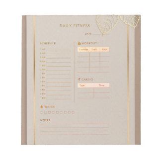  Daily Fitness Planner gold classic watercolor  ノートパッド