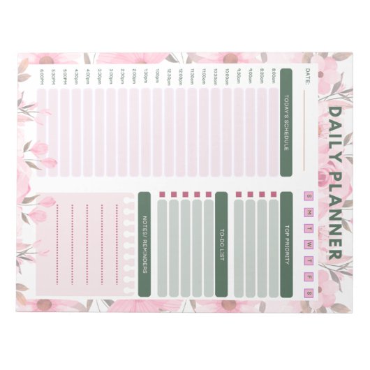 daily floral planner Notepad ノートパッド (正面)