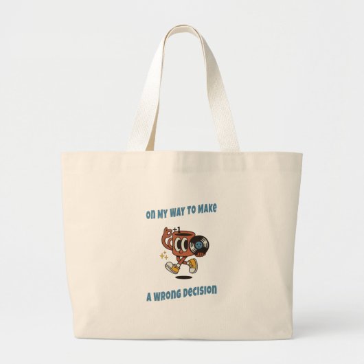 Daily Funny Tote Bag – Retro Aesthetic Canvas  ラージトートバッグ (正面)