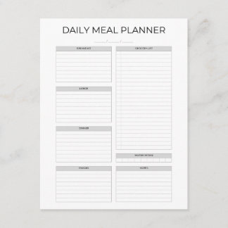 Daily Meal Planner | Simple Minimalistic Clean エンクロージャーカード