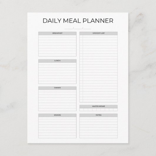 Daily Meal Planner | Simple Minimalistic Clean エンクロージャーカード (正面)