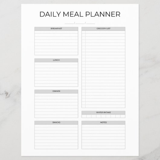 Daily Meal Planner | Simple Minimalistic Clean チラシ (正面)