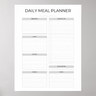 Daily Meal Planner | Simple Minimalistic Clean ポスター
