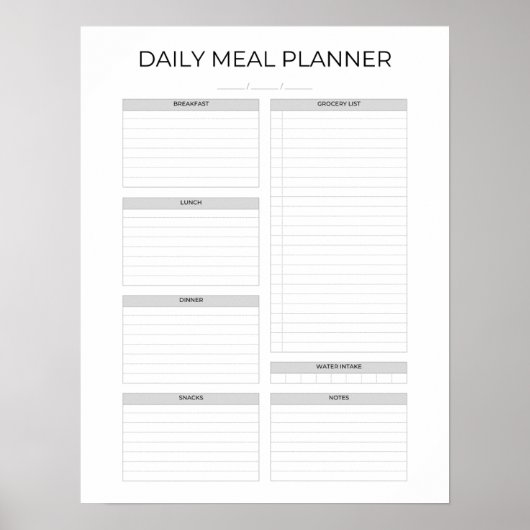 Daily Meal Planner | Simple Minimalistic Clean ポスター (正面)