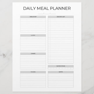 Daily Meal Planner | Simple Minimalistic Clean レターヘッド