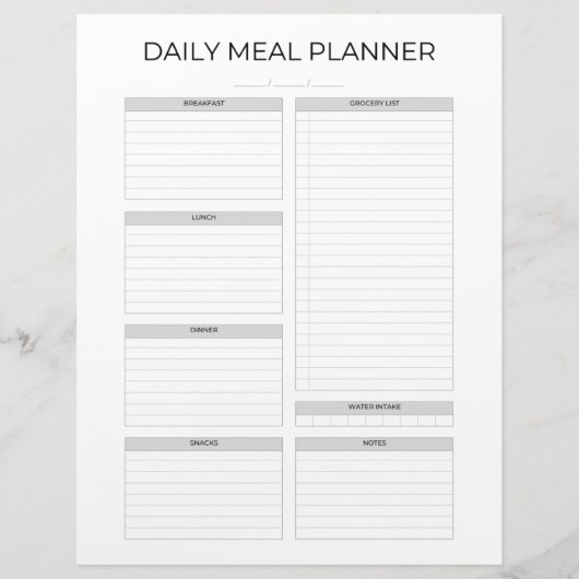 Daily Meal Planner | Simple Minimalistic Clean レターヘッド (正面)