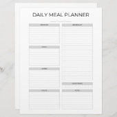 Daily Meal Planner | Simple Minimalistic Clean レターヘッド (正面/裏面)