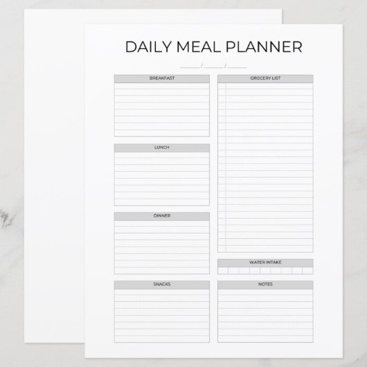 Daily Meal Planner | Simple Minimalistic Kitchen (正面/裏面)