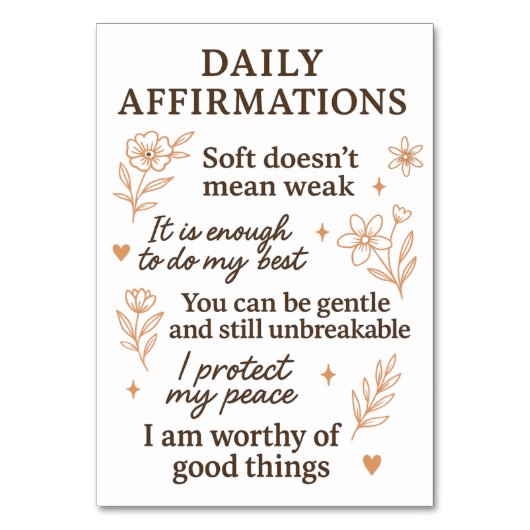 Daily Mental Health Reminder  | Self Love Healing  テーブルナンバー (正面)