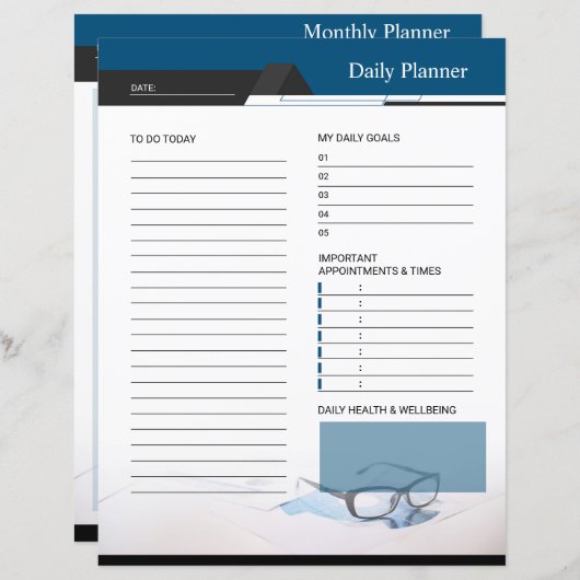 Daily, Monthly Planner Template (正面/裏面)