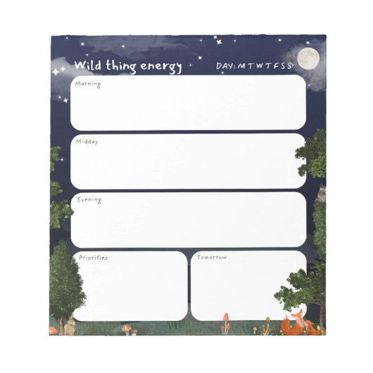 Daily Planner Notepad - Night Forest design ノートパッド (正面)