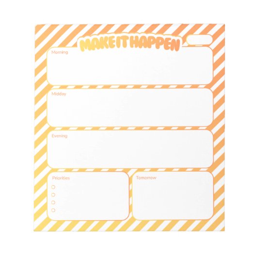 Daily Planner Notepad - Yellow Striped ノートパッド (正面)