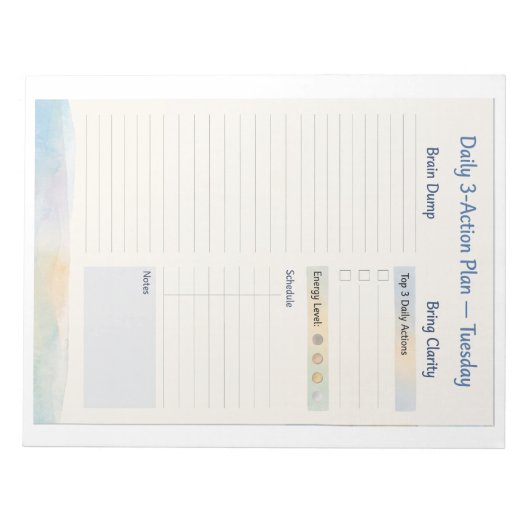Daily Planner – Smart to do list | 火曜日 ノートパッド (正面)