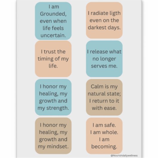 Daily Positive Affirmations- 8 Wellness Stickers シール (正面)