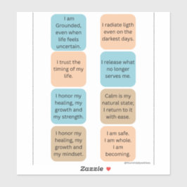Daily Positive Affirmations- 8 Wellness Stickers シール