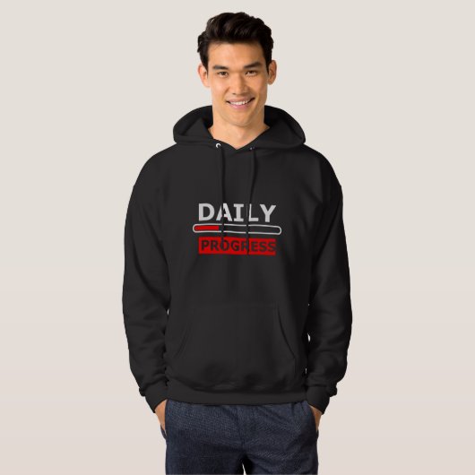 Daily Progress Motivational Hoodie – Red Smile パーカ (正面フル)