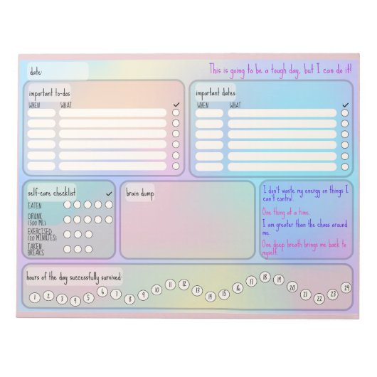 Daily Schedule for Focus & Self-Care  ノートパッド (正面)