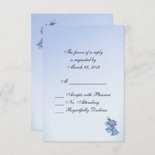 Dainty Blueのベル結婚ズRSVP with Enteres 出欠カード (正面/裏面)