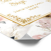 Dainty blush flowers and gold wedding custom sign ポスター (角)